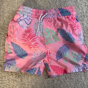 The Beaufort Bonnet Company Pink and Blue Kids Swim Trunks
